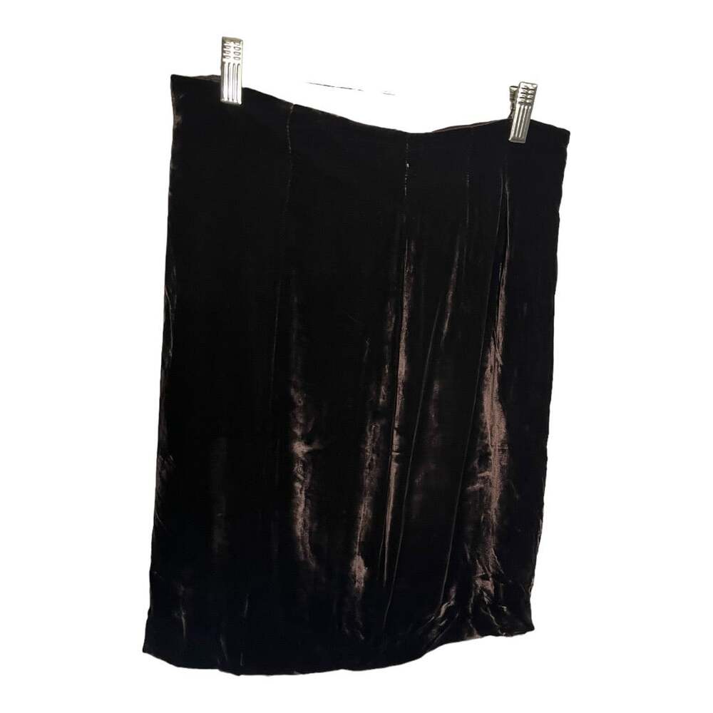 Dana Buchman chocolate brown velvet skirt silk blend size 8